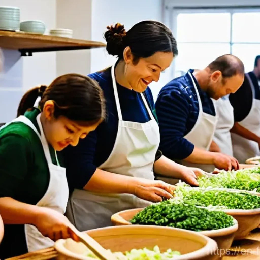 도시 발효실과 지역 사회와의 관계 구축 - **Community Fermentation Fiesta:**
"A vibrant and bustling urban fermentation lab, filled with a...