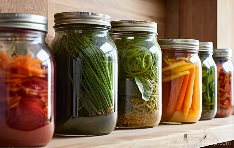 도시 발효실에서의 다양한 발효 방법 - **A serene and sunlit kitchen corner dedicated to home fermentation.** The scene features a collecti...