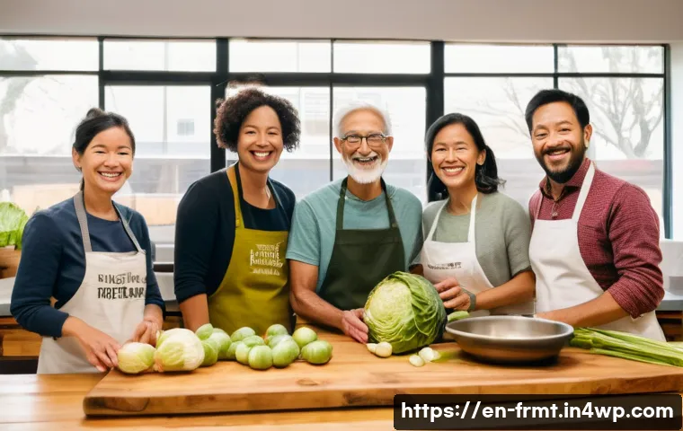 도시 발효실의 수익성 분석 - **Prompt:** A vibrant, sunlit image of a diverse group of adults (men and women, mid-20s to 50s) hap...